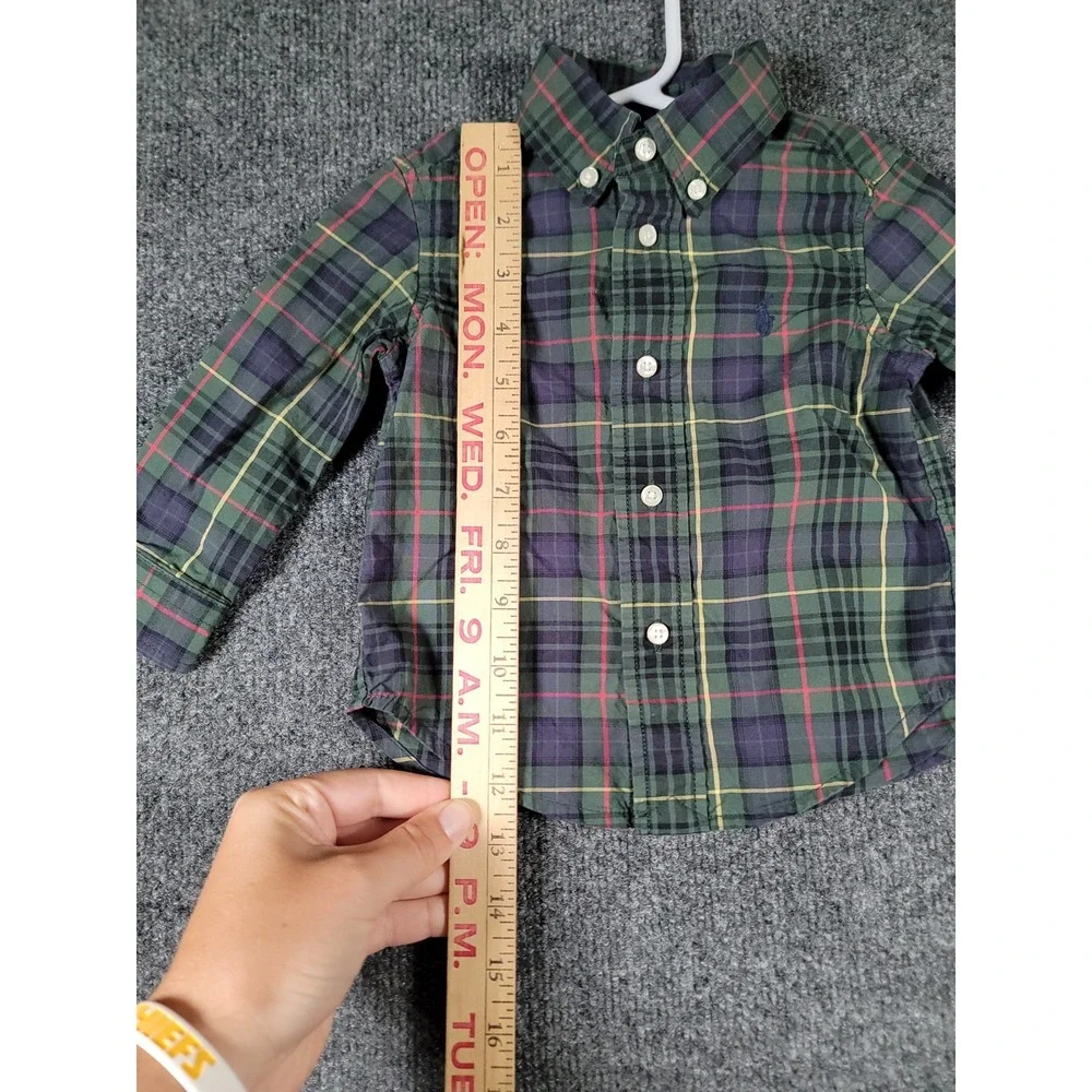Polo Ralph Lauren Baby Boys Button Down Shirt 12M Long Sleeve Pony Preppy Plaid
